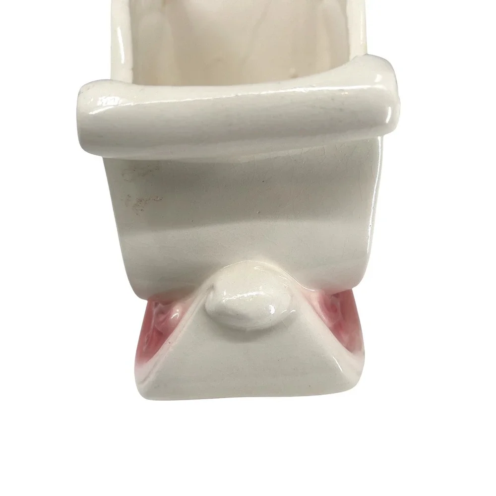 vintage Napcoware Ceramic Christmas Sleigh Planter Vase Holder Pine Cone Holiday